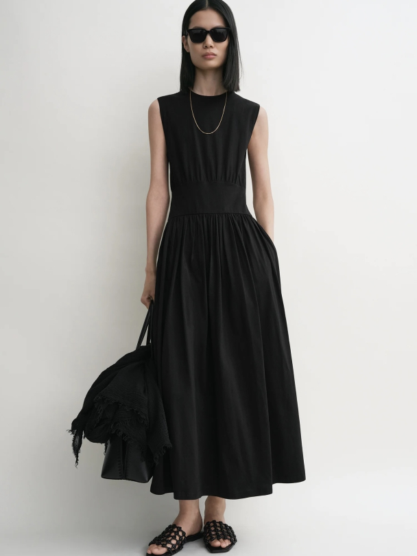 Sleeveless Cotton Tee Dress Black - Image 1
