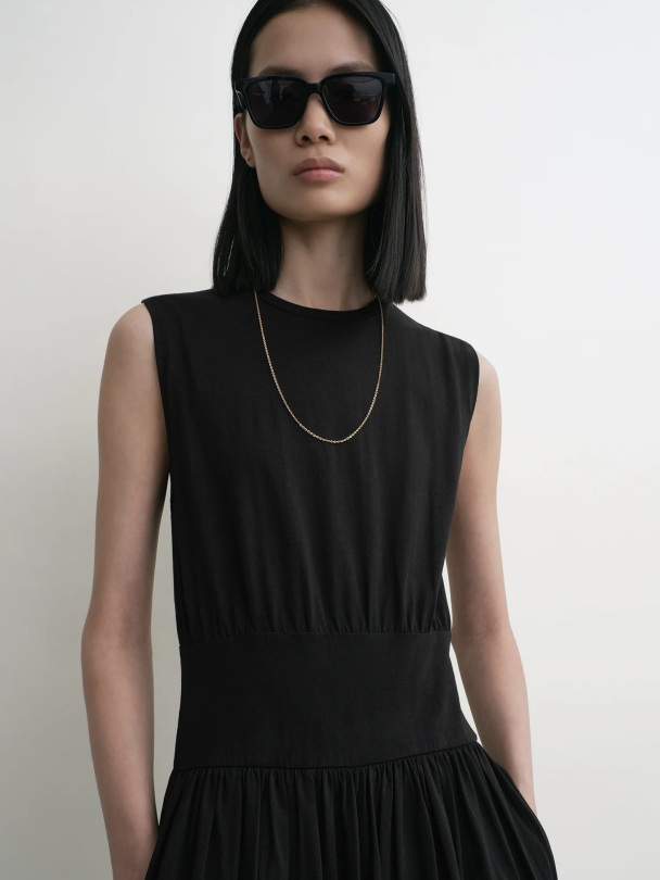 Sleeveless Cotton Tee Dress Black - Image 3