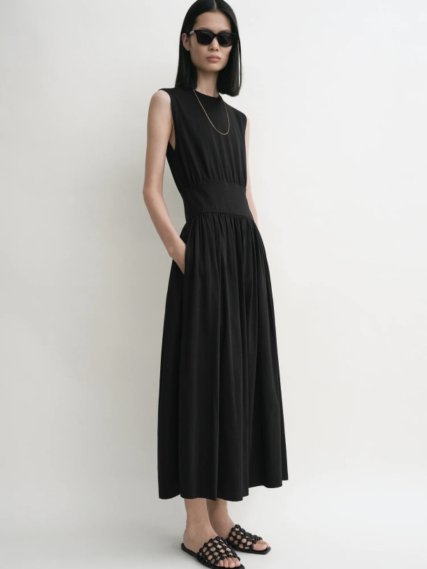 Sleeveless Cotton Tee Dress Black - Image 4