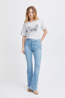 Becca UHW Jeans Bootcut Lys Blå