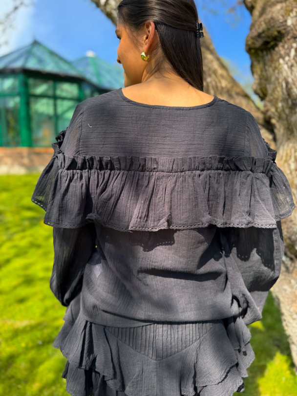 Frill Blouse - Black - Image 2