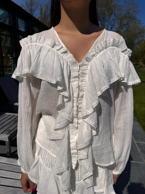 Frill Blouse - White - Image 1