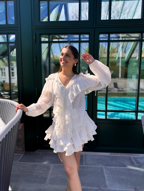 Frill Blouse - White - Image 3