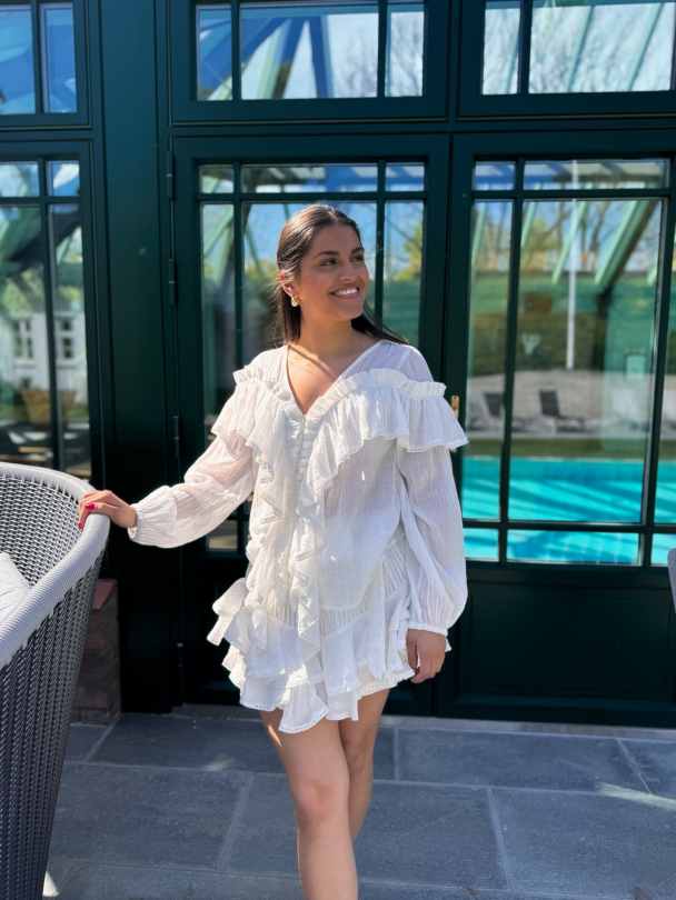 Frill Blouse - White - Image 4