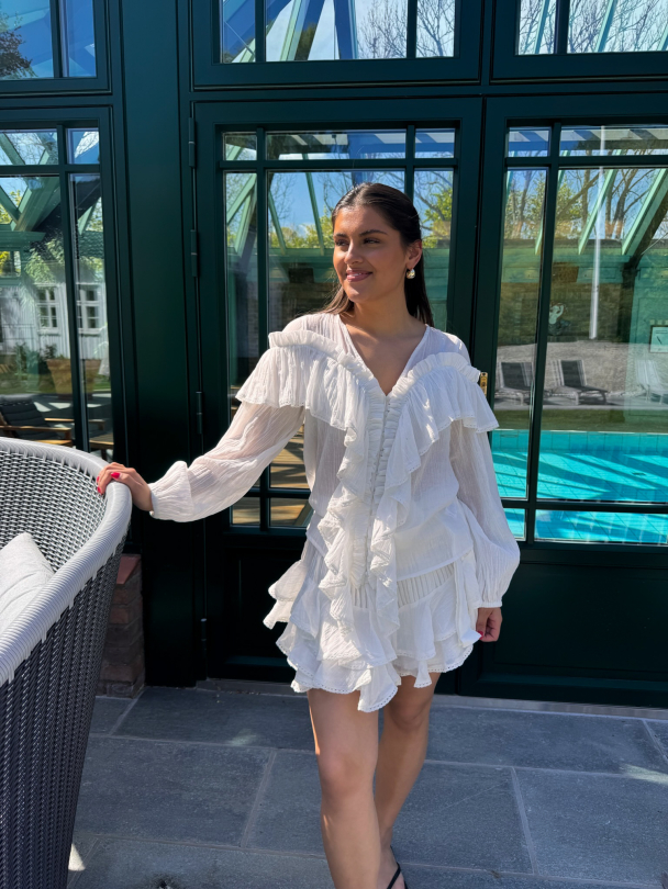 Frill Blouse - White - Image 5