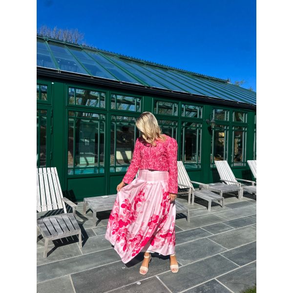 Viscose Maxi Skirt - Pink Field