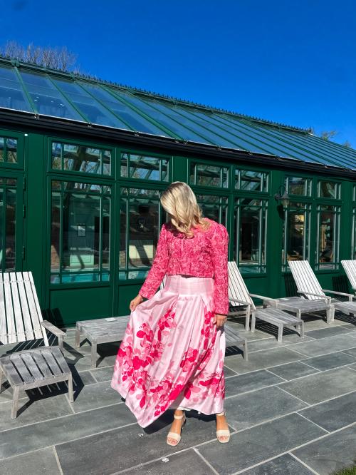 Viscose Maxi Skirt - Pink Field