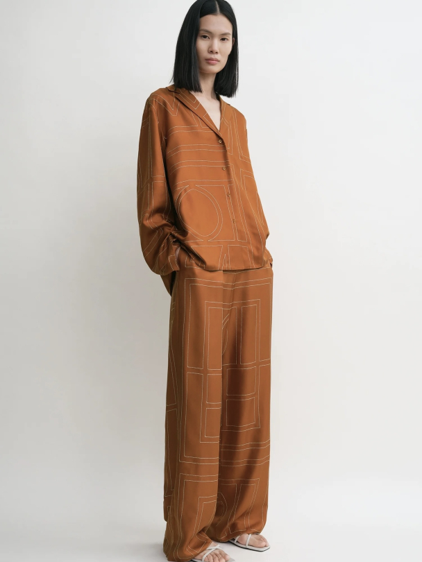 Monogram Silk Pj Top Terracotta - Image 2