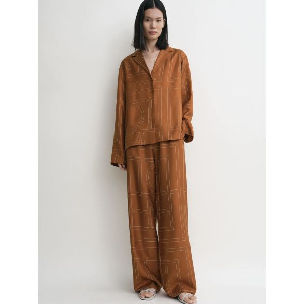 Monogram Silk Pj Top Terracotta