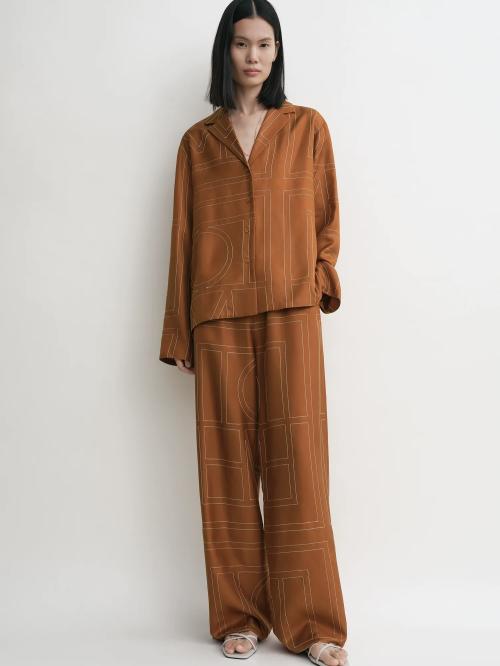 Monogram Silk Pj Top Terracotta