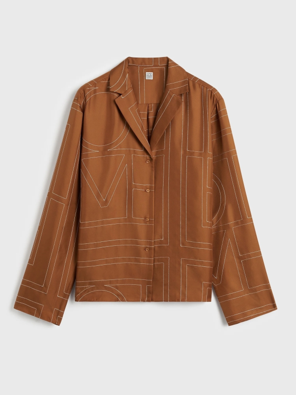 Monogram Silk Pj Top Terracotta - Image 5
