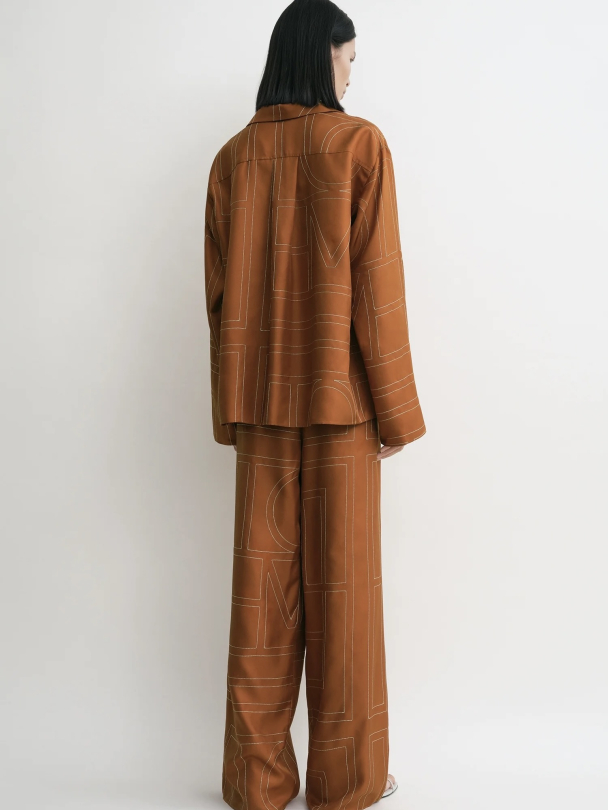 Monogram Silk Pj Top Terracotta - Image 6