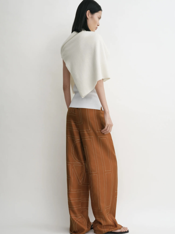 Monogram Silk Pj Bottoms Terracotta - Image 3