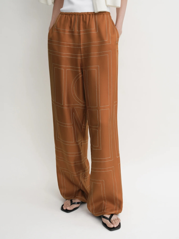 Monogram Silk Pj Bottoms Terracotta - Image 4