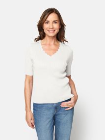 Topp Ribstrikk 201081 Offwhite L