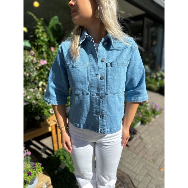 Anya 2/4 Short Denim Shirt - Light Blue Denim 
