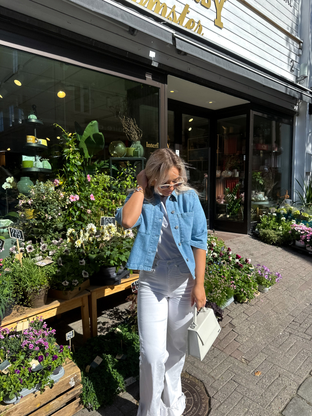 Anya 2/4 Short Denim Shirt - Light Blue Denim  - Image 3