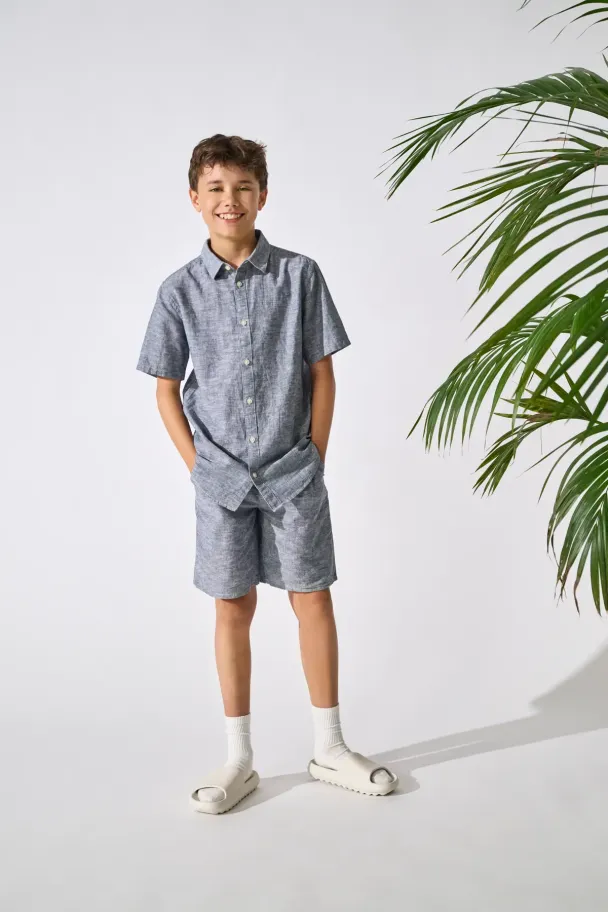 OSJcaiden Shorts Lin Blå - Image 1