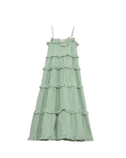 Seersucker Strap Dress - Green Checks 