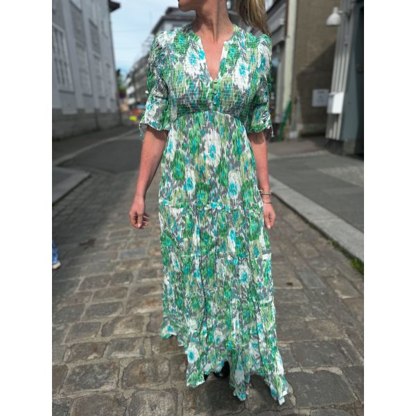 Bohemian Relaxed Dress - Green Garden