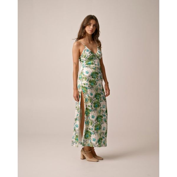 Tailored Satin Strap Dress - Green Bliss