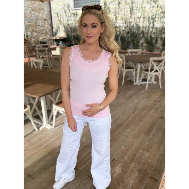 Moondust blondesinglet i ribbestrikk