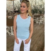 Moondust blondesinglet i ribbestrikk