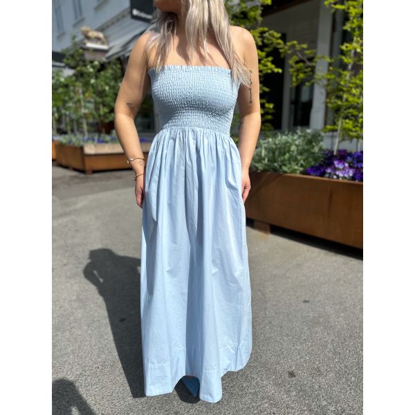 Poplin Bandeau Dress - Light Blue
