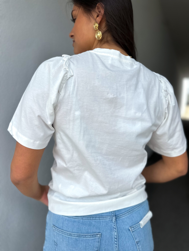 Penelope 2/4 Ruffle Tee - Snow White  - Image 2