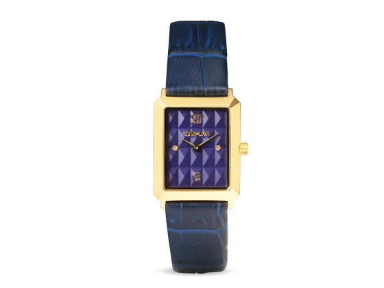 Watch Iconic Spikes Bracelet Leather Midnight Blue Gold
