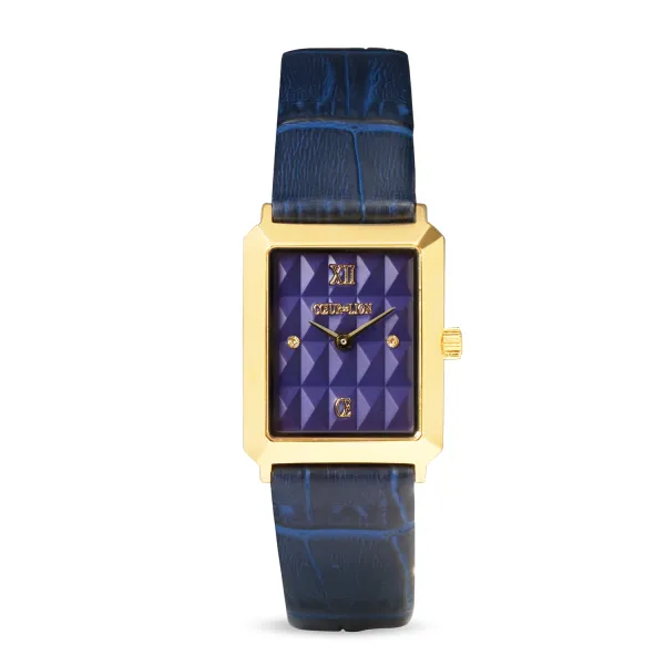 Watch Iconic Spikes Bracelet Leather Midnight Blue Gold