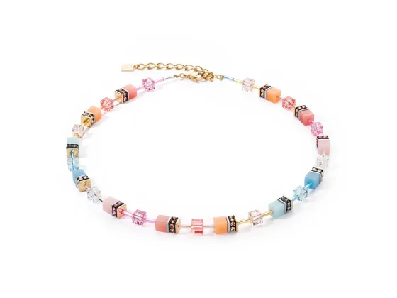 GEOCUBE Necklace Iconic Aqua & Apricot