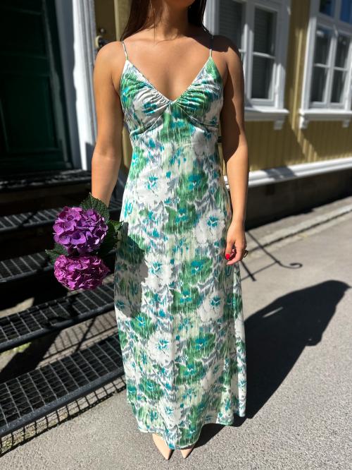 Tailored Satin Strap Dress - Green Bliss