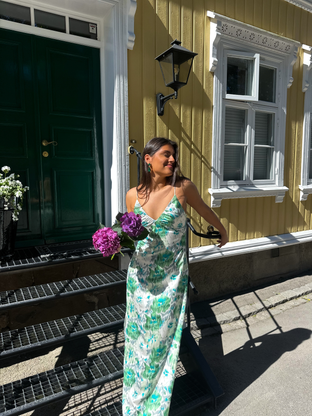 Tailored Satin Strap Dress - Green Bliss - Image 3