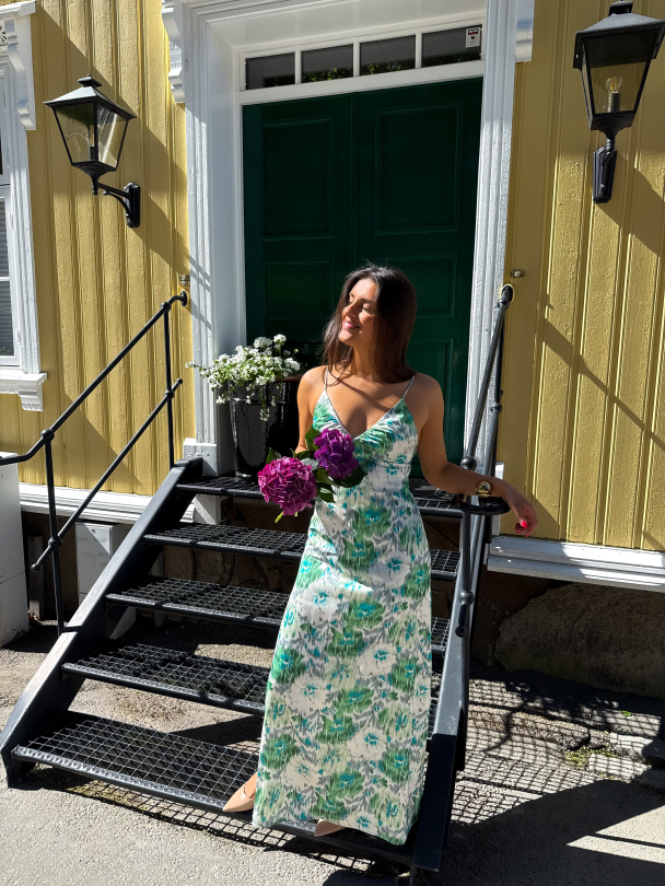 Tailored Satin Strap Dress - Green Bliss - Image 4