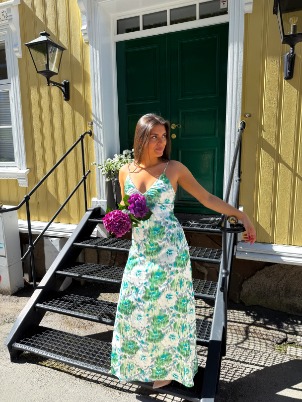 Tailored Satin Strap Dress - Green Bliss - Image 5