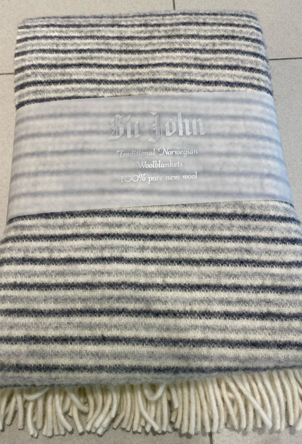 Pledd Hvaler 130x200 Grå/hvit 100% ULL