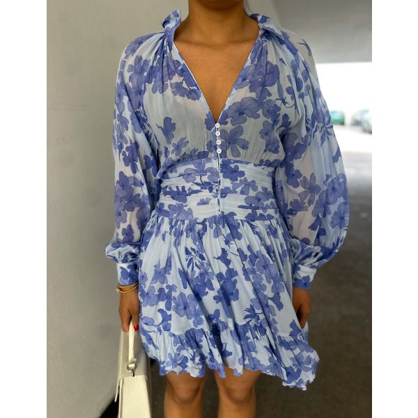 Chiffon Mini Dress - Skye Blue 