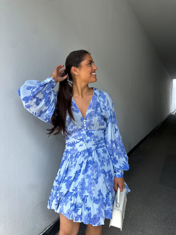 Chiffon Mini Dress - Skye Blue  - Image 4