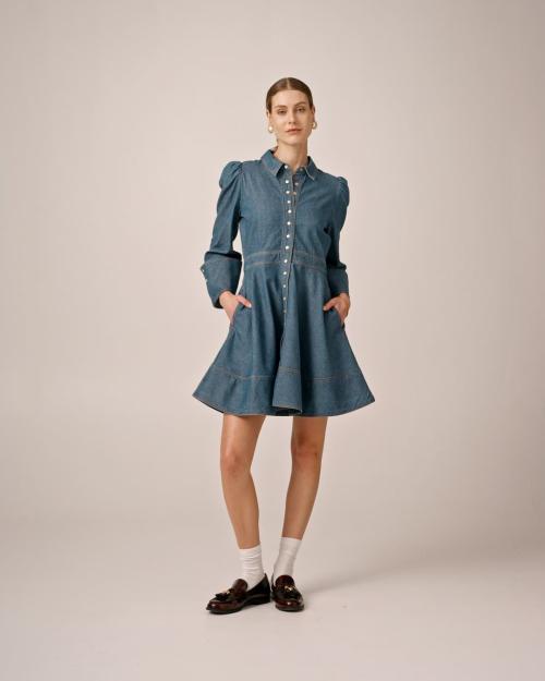 Denim Mini Dress - French Blue 
