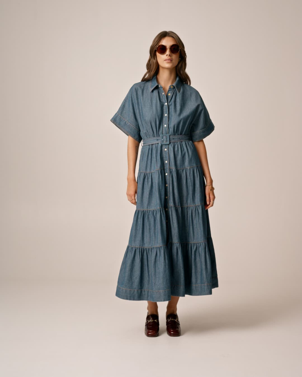 Denim Shirt Dress - French Blue - Image 1