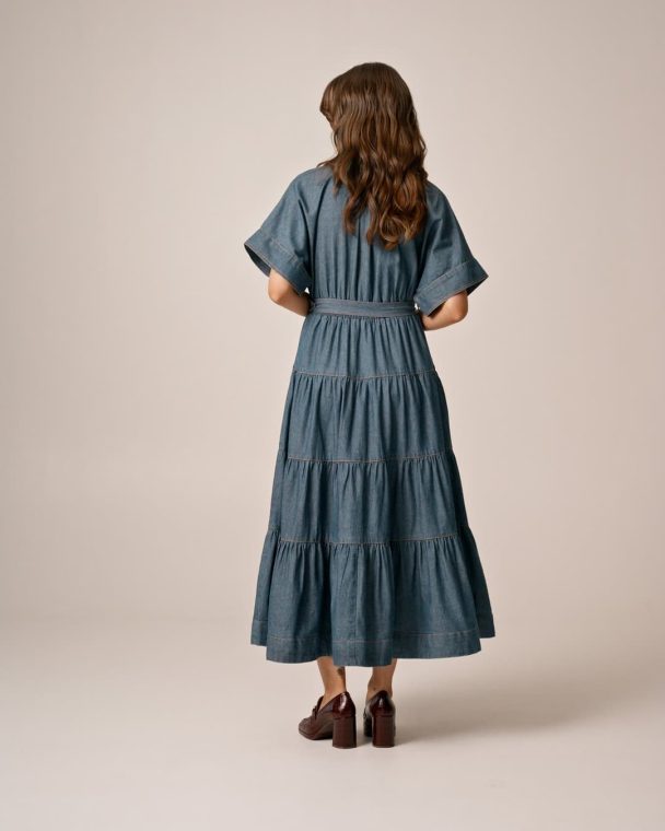 Denim Shirt Dress - French Blue - Image 2