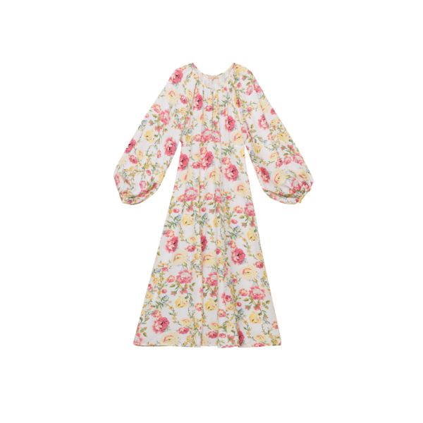 Linen Pleated Dress - Rosette