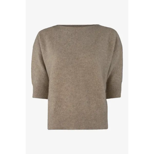 Moi Beige Mélange Sweater           |           Moi Beige Mélange Sweater fra Six Àmes