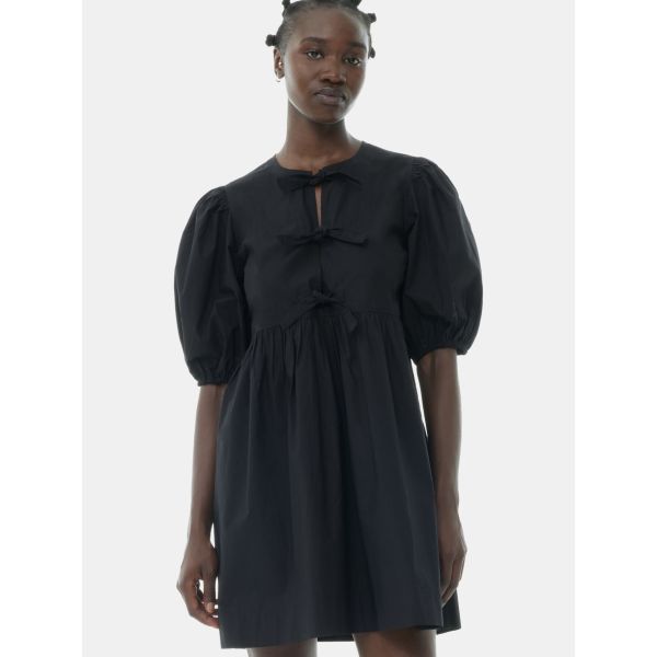 Cotton Poplin Tie String Mini Dress
