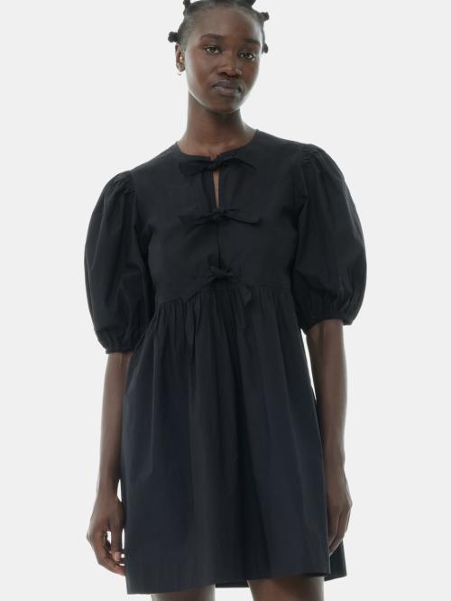 Cotton Poplin Tie String Mini Dress