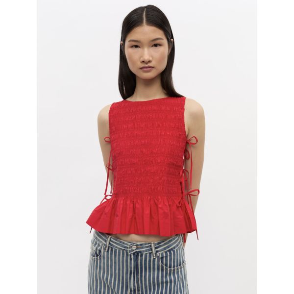 Cotton Poplin Smock Tie String Top