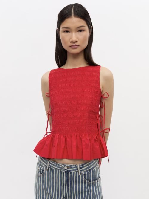Cotton Poplin Smock Tie String Top