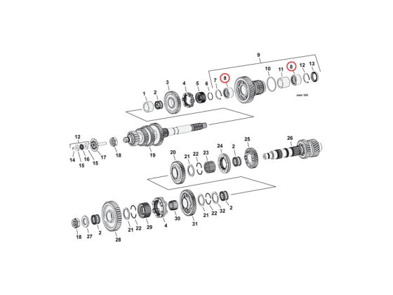 Needle bearing, transmission