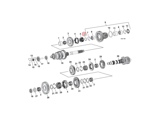 Retaining ring, mainshaft transmission